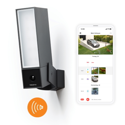 Smarte Netatmo-Außenkamera mit Alarmsirene App-Nutzung