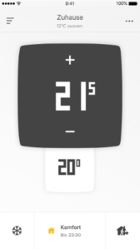 Thermostat  einstellen auf 21,5 Grat Celsius 